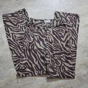 NWOT RSQ Womens High Rise Zebra Print Pants size 23